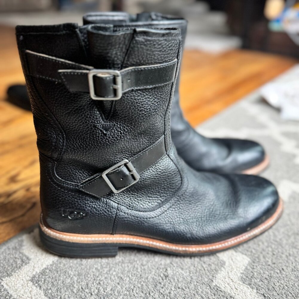 UGG Jeran Black Wool Lined Leather Boots Men's- Size 13